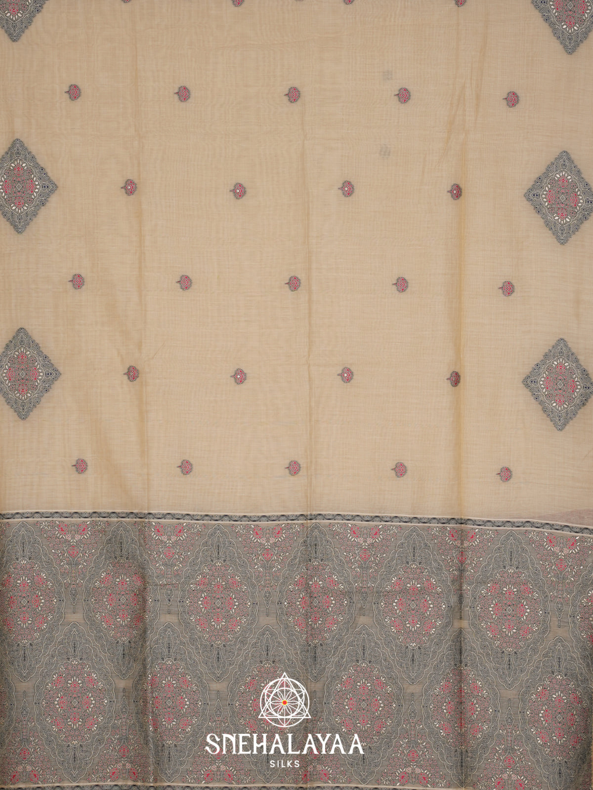 Beige Munga Cotton Saree
