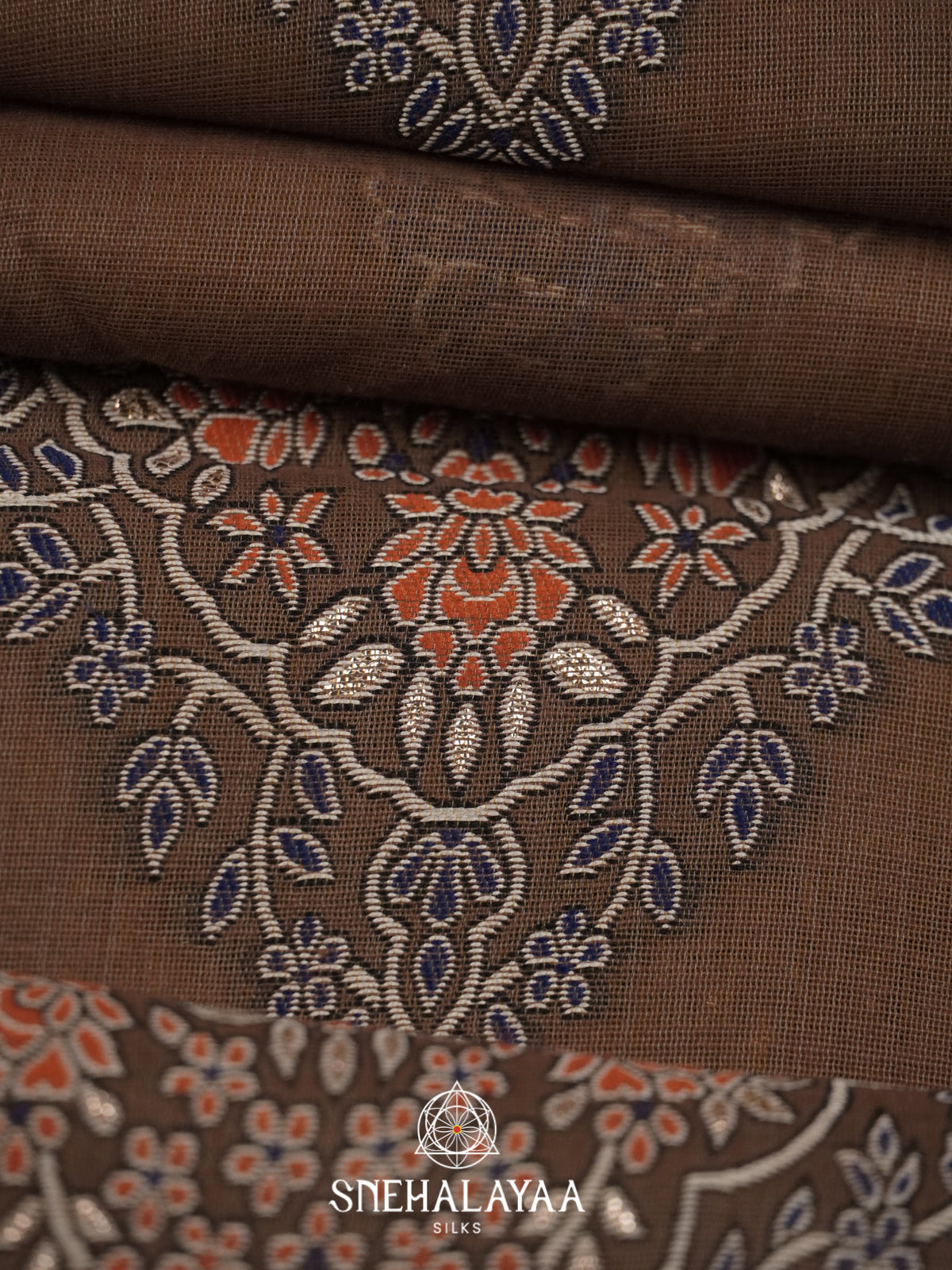 Brown Munga Cotton Saree
