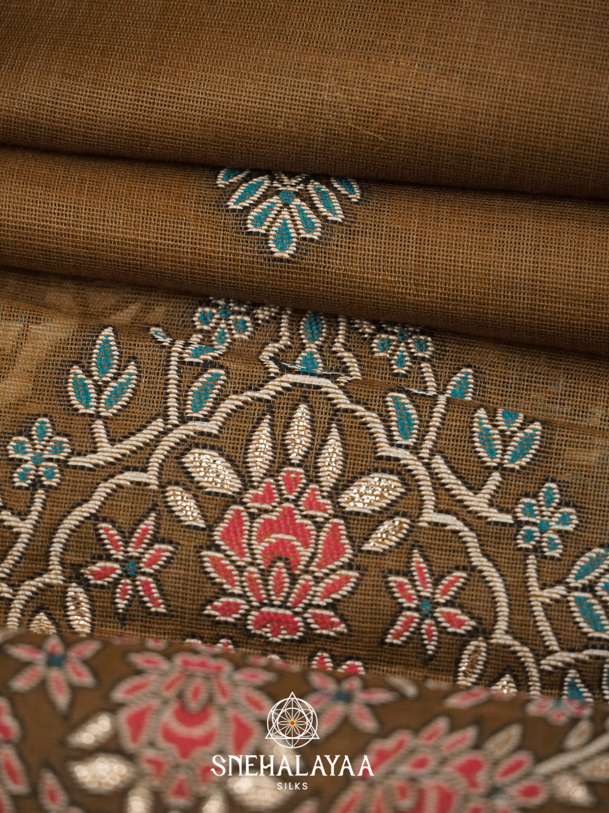 Brown Munga Cotton Saree