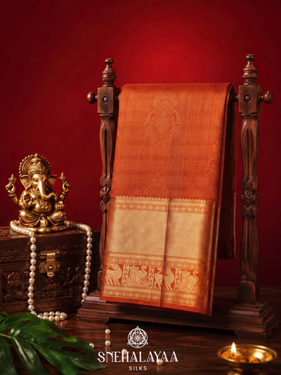 Orange Vairavoosi Kanjivaram Silk Saree