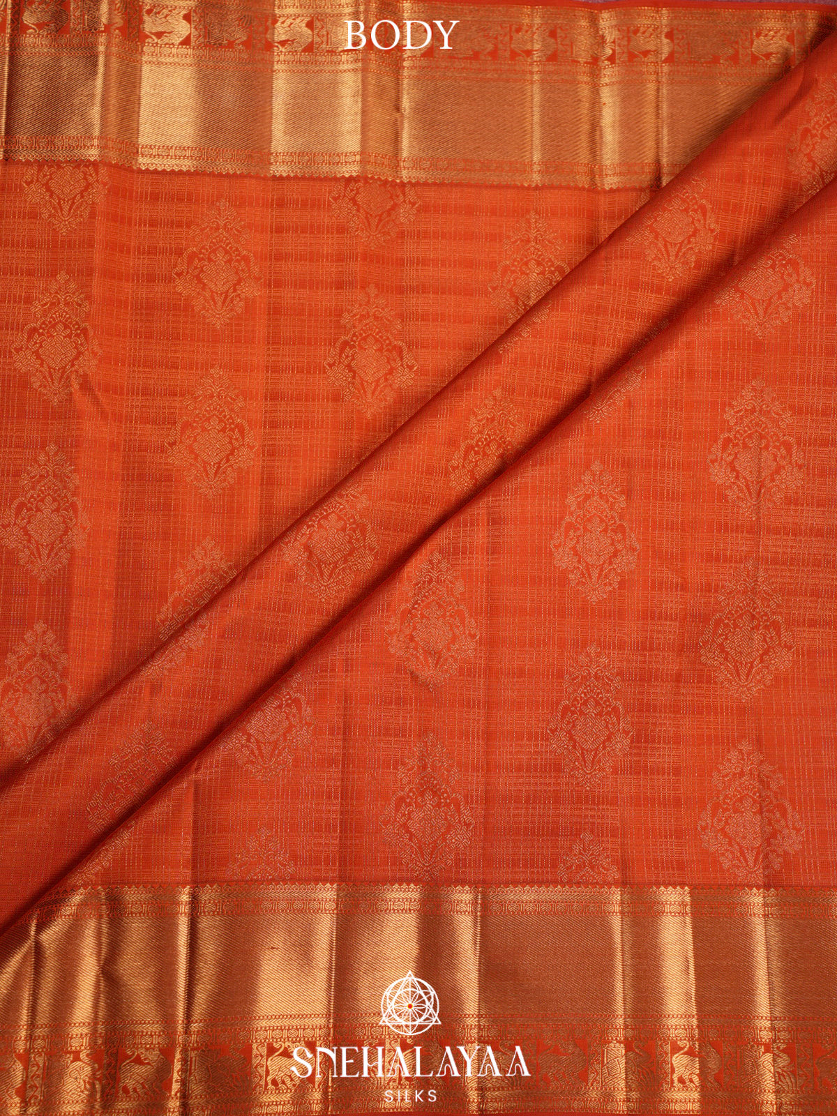 Orange Vairavoosi Kanjivaram Silk Saree