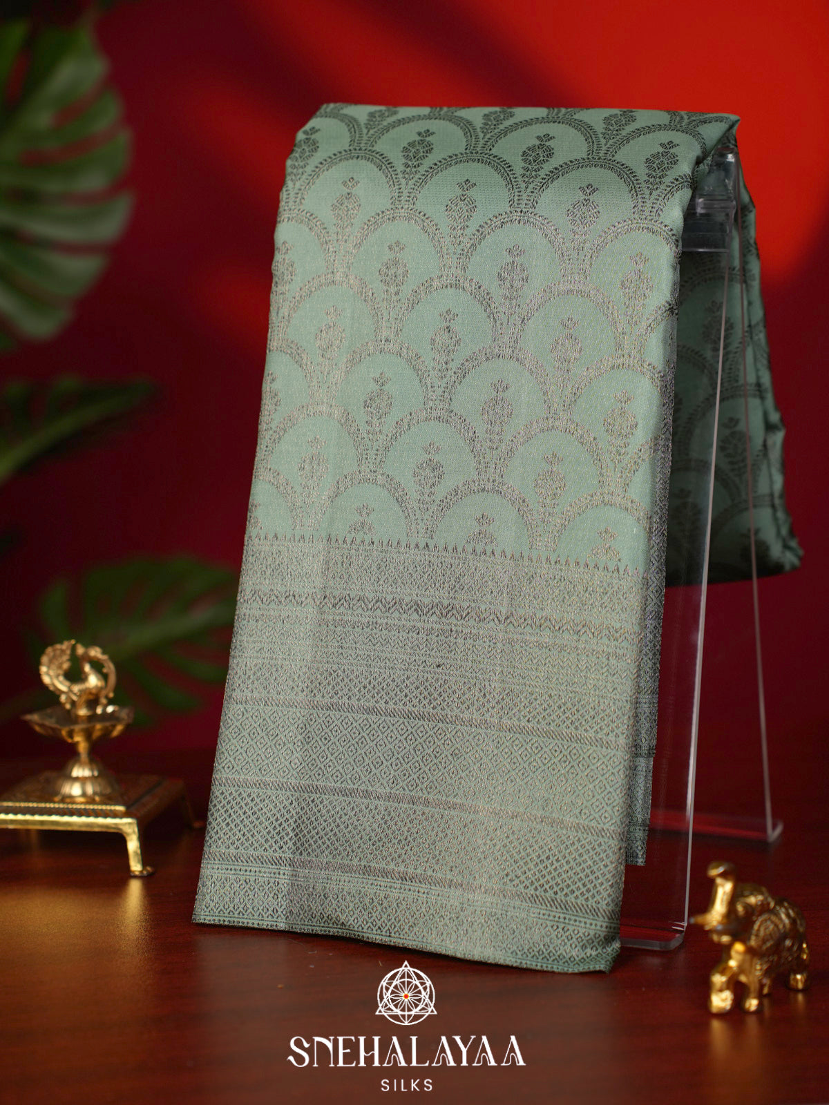 Mint Green Kanjivaram Silk Saree