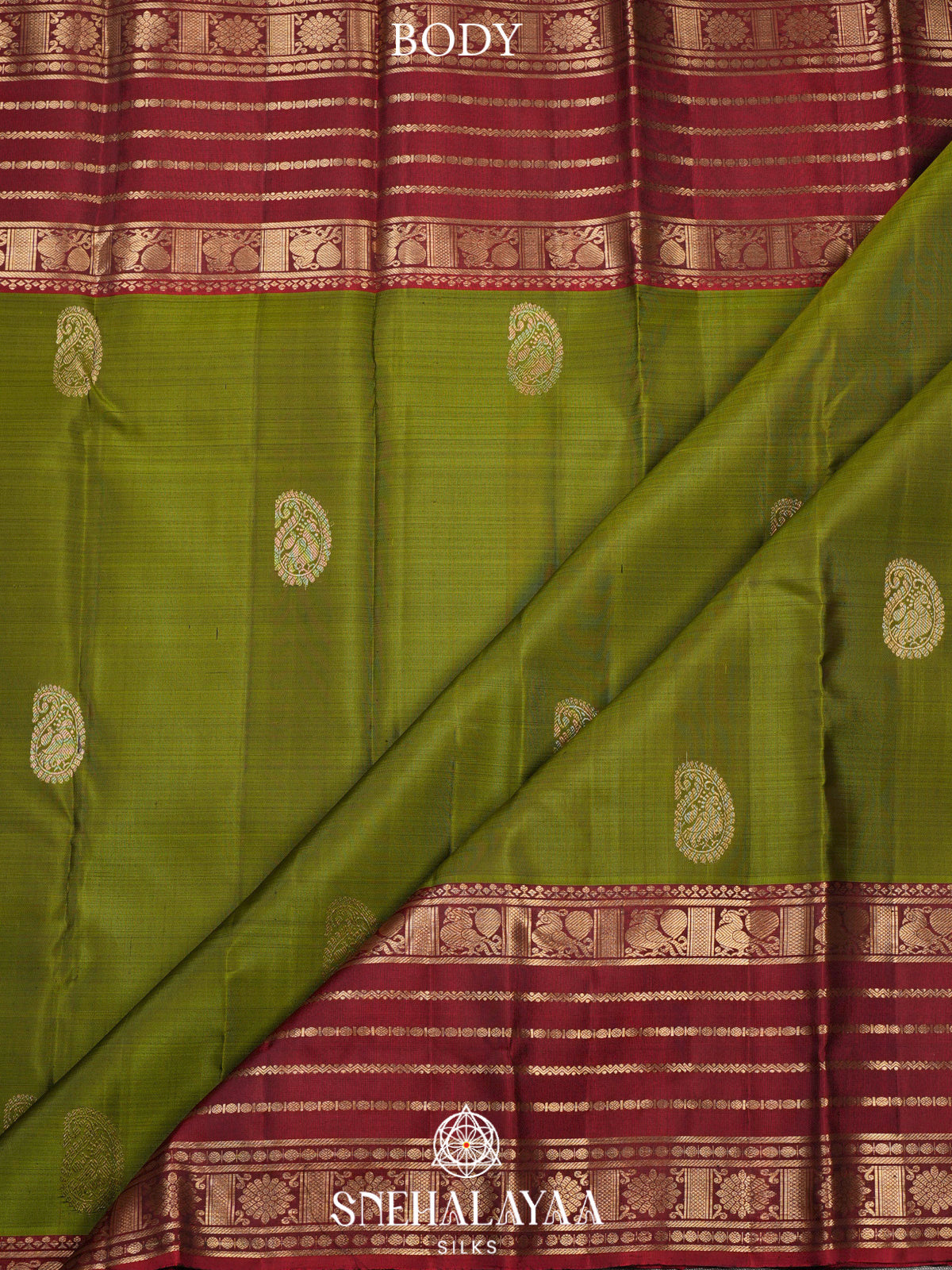 Olive Green Kanjivaram Silk Saree