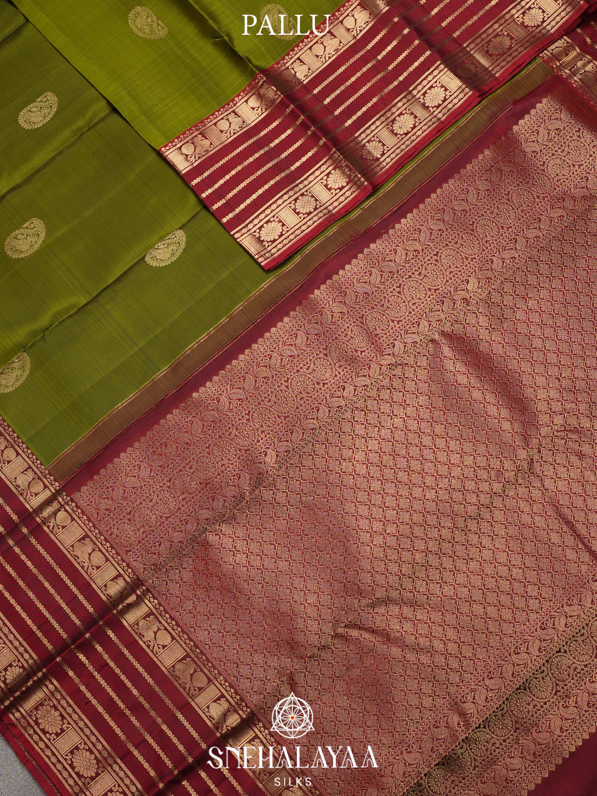 Olive Green Kanjivaram Silk Saree