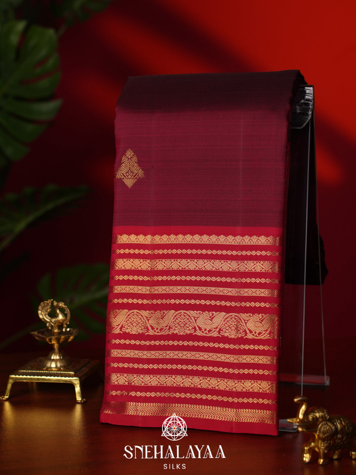 Maroon Kanjivaram Silk Saree
