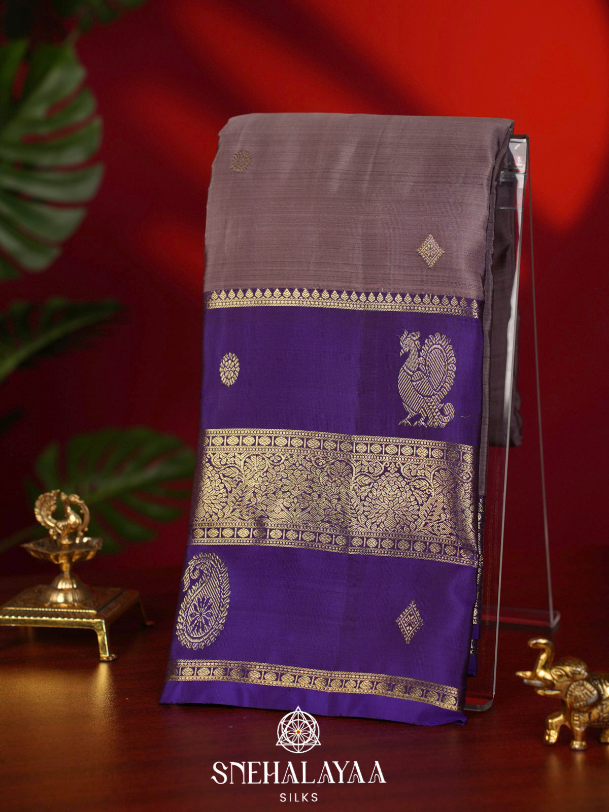 Grey Kanjivaram Silk Saree