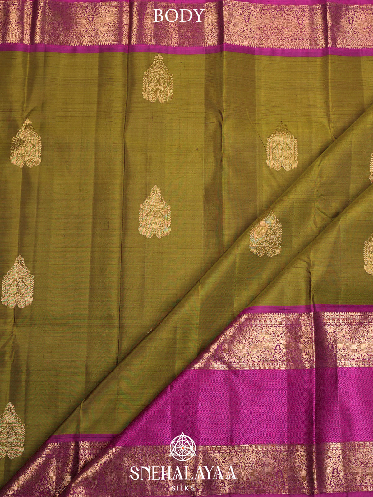 Olive Green Kanjivaram Silk Saree