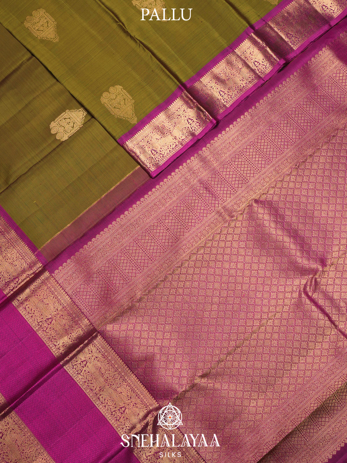 Olive Green Kanjivaram Silk Saree