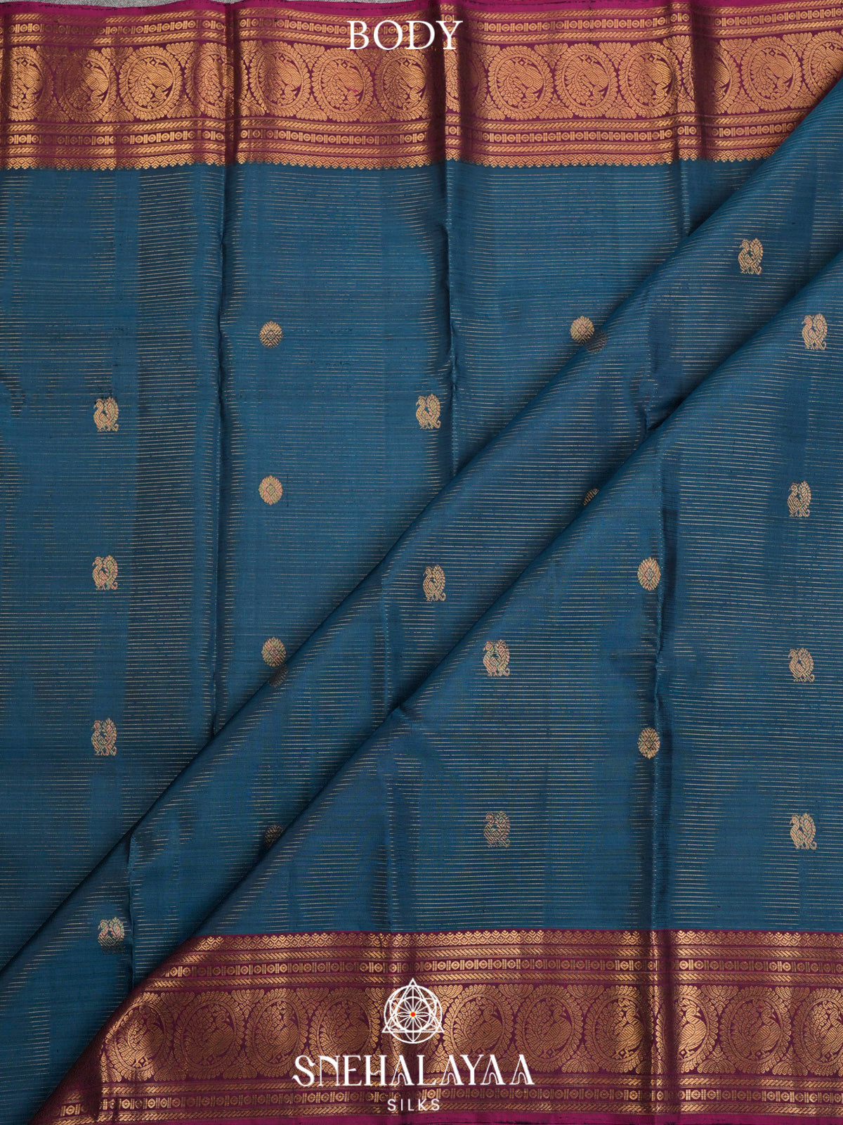 Peacock Blue Kanjivaram Silk Saree