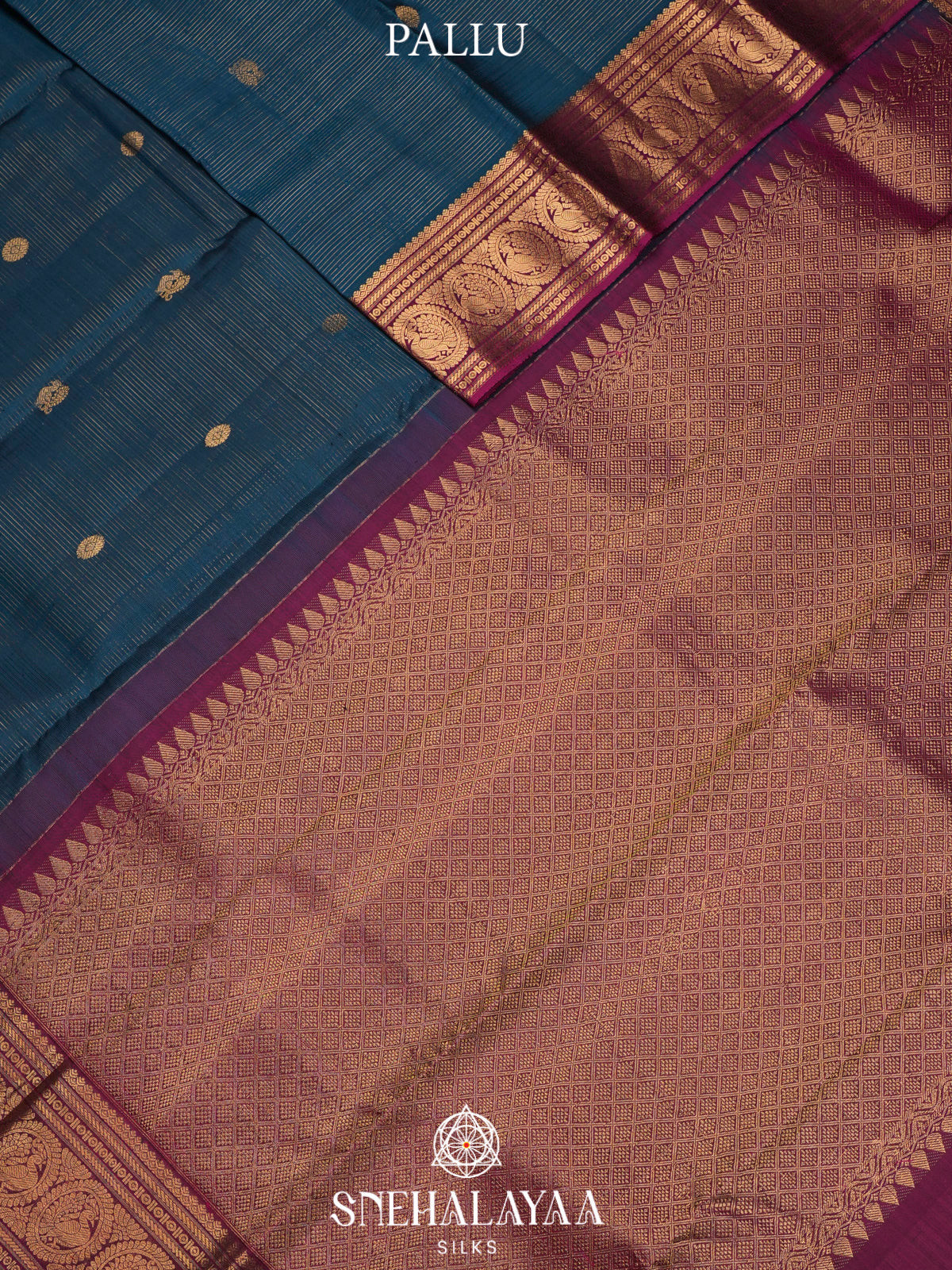 Peacock Blue Kanjivaram Silk Saree