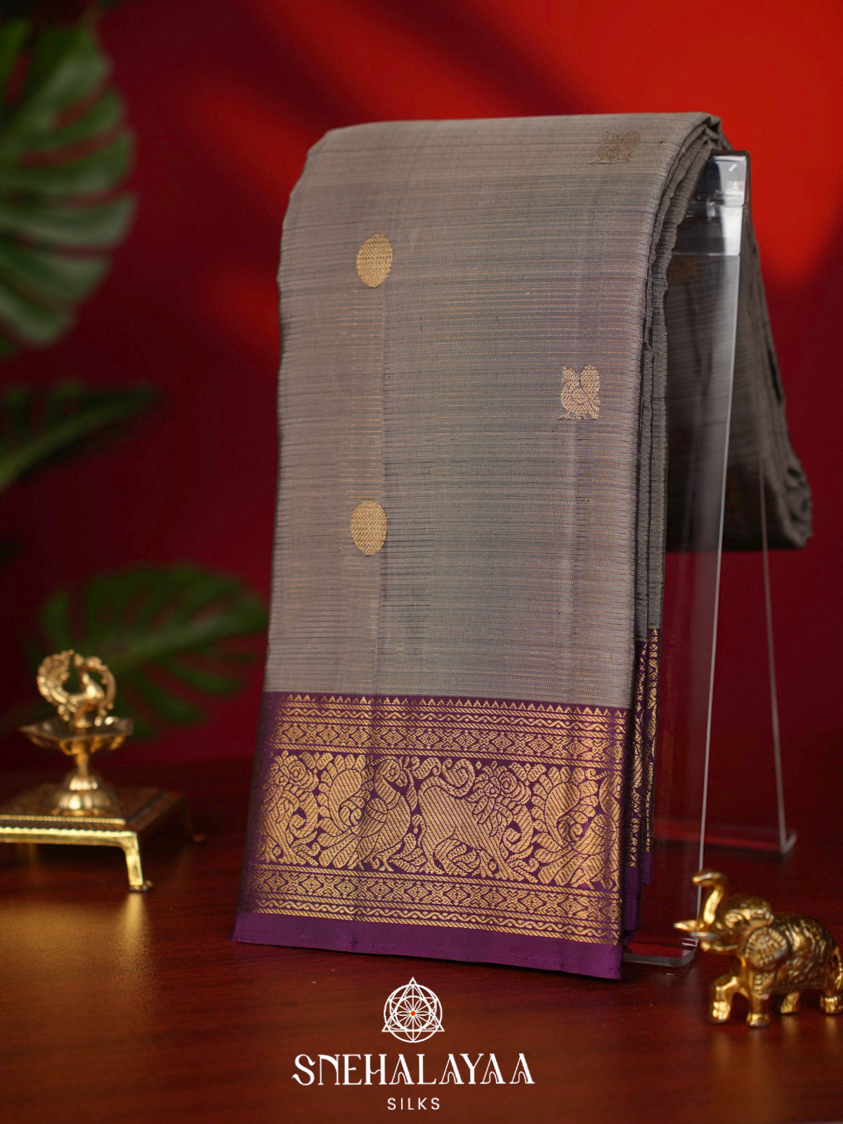 Grey Kanjivaram Silk Saree