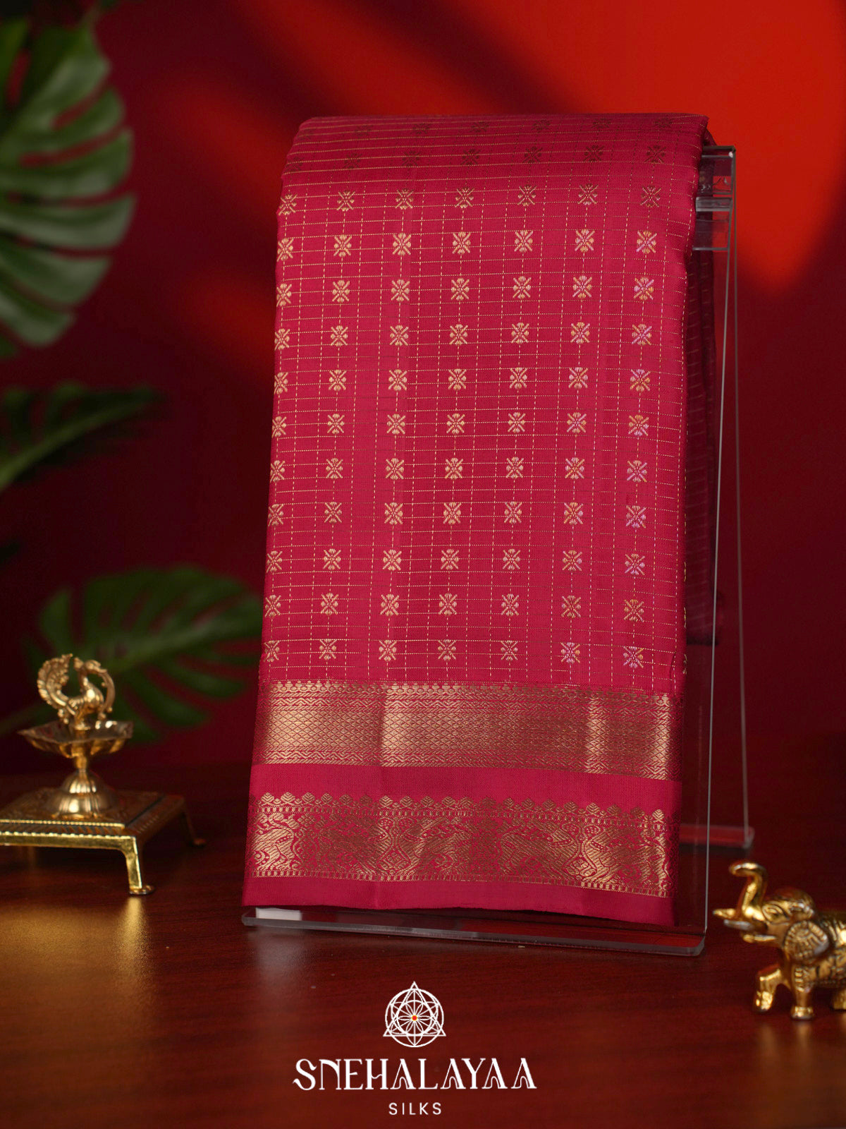 Ruby Red Kanjivaram Silk Saree