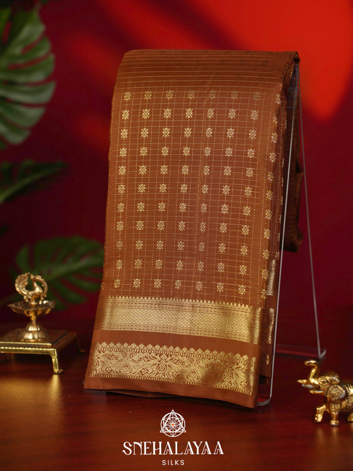 Brown Kanjivaram Silk Saree