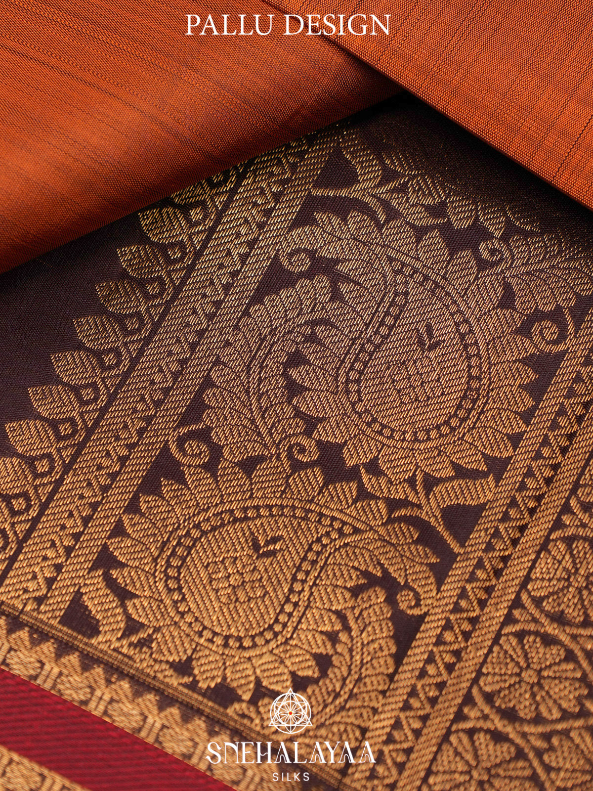 Burnt Orange Kanjivaram Silk Saree