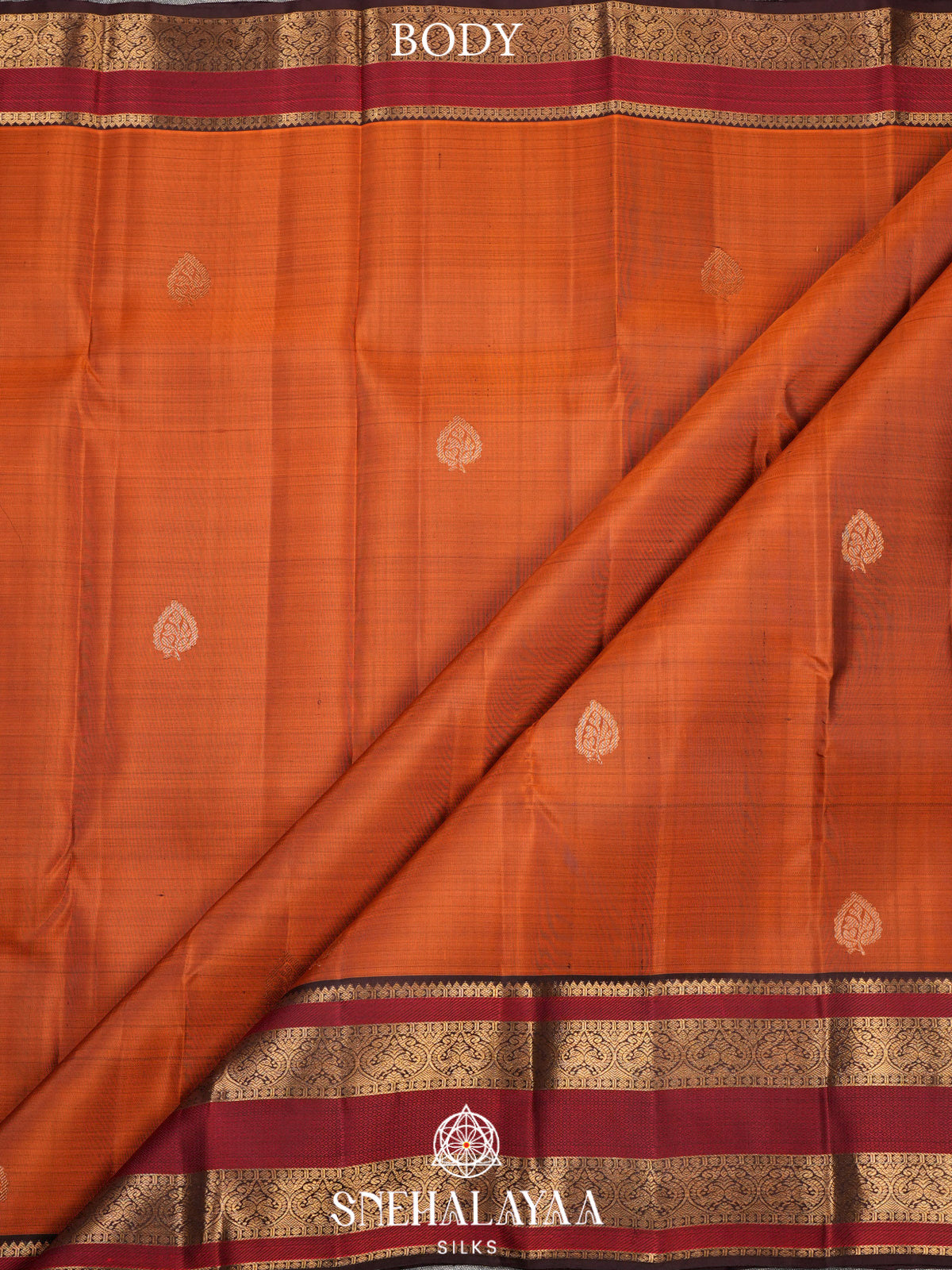 Burnt Orange Kanjivaram Silk Saree