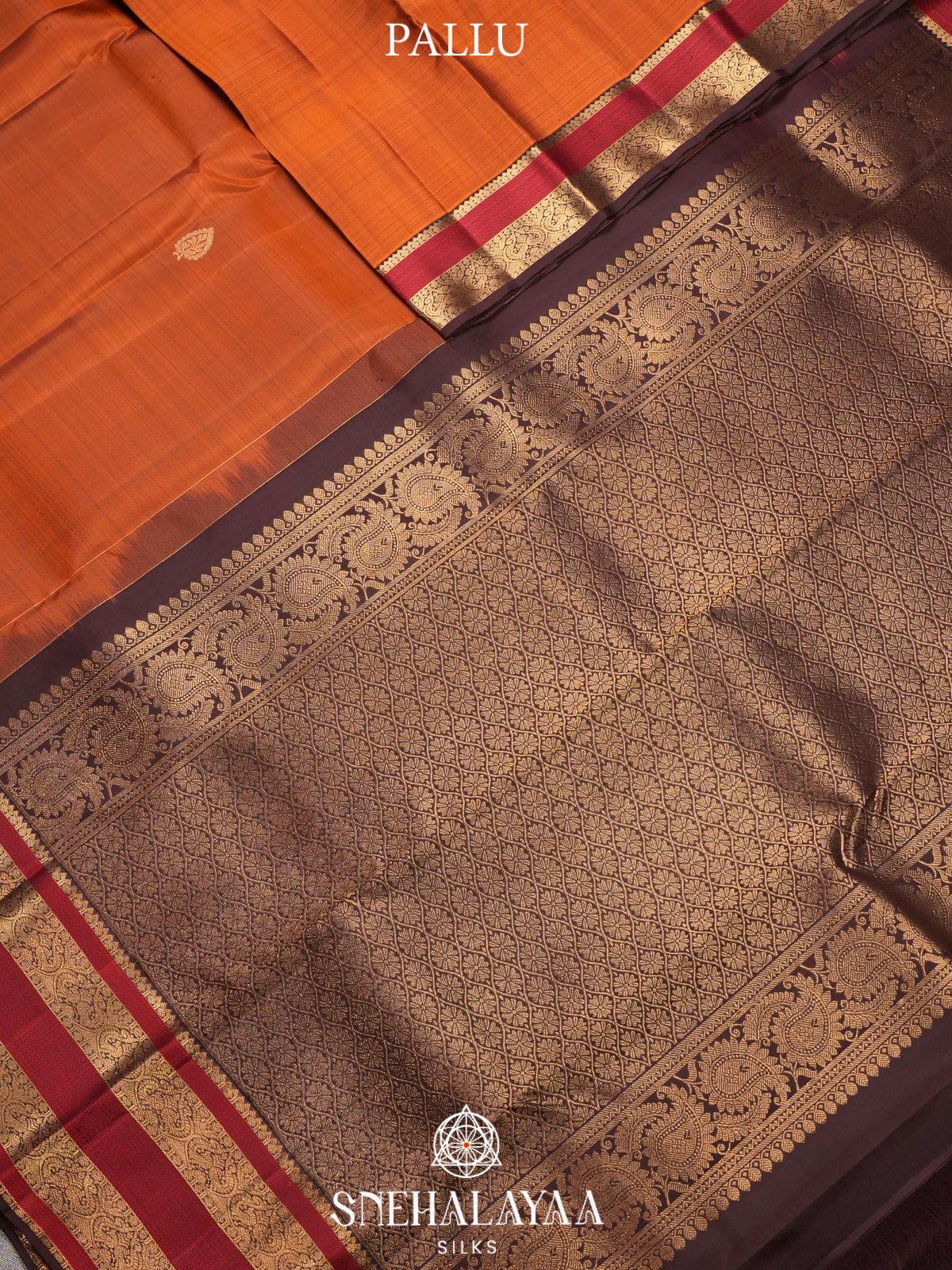 Burnt Orange Kanjivaram Silk Saree