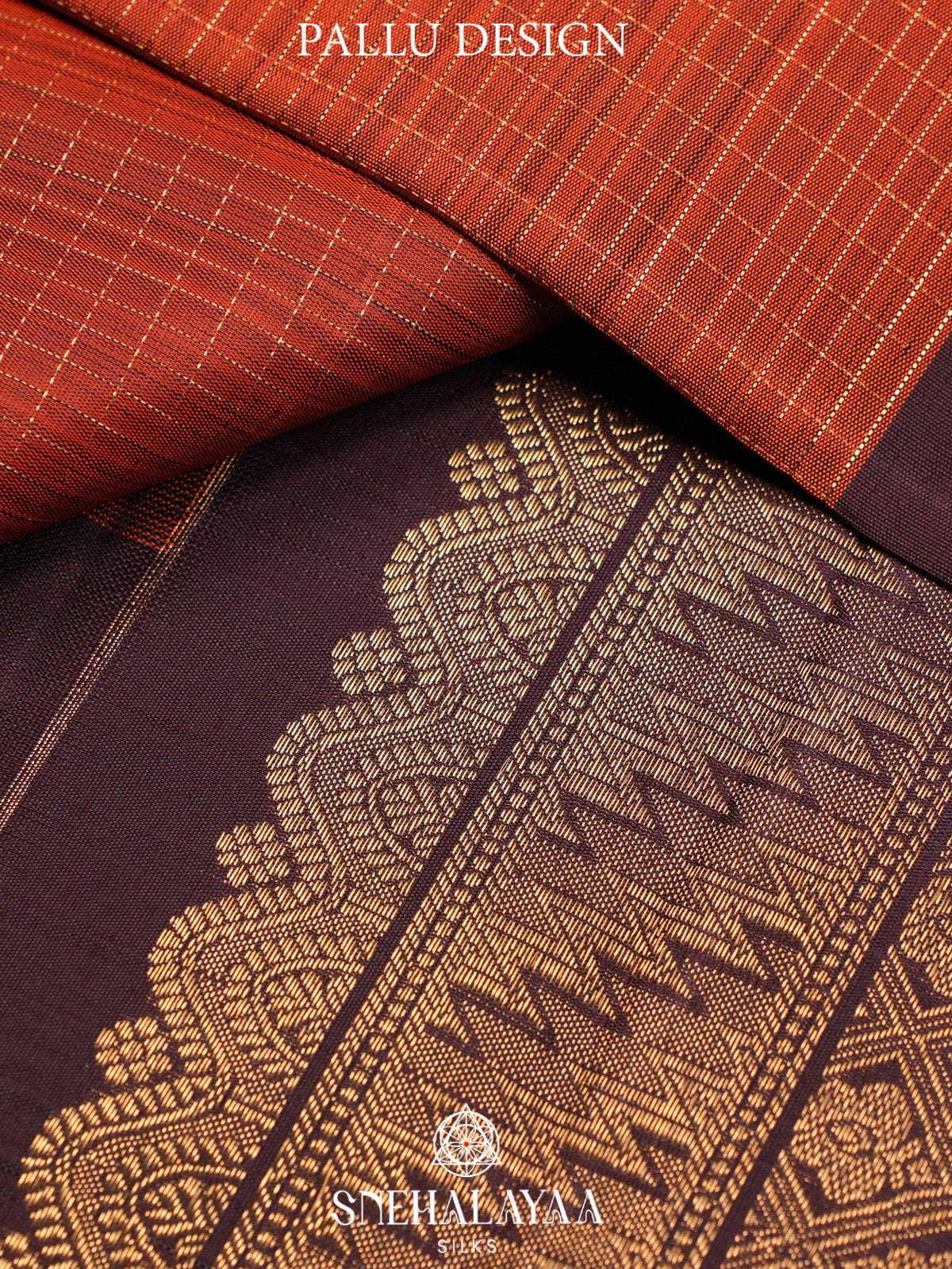 Burnt Orange Kanjivaram Silk Saree
