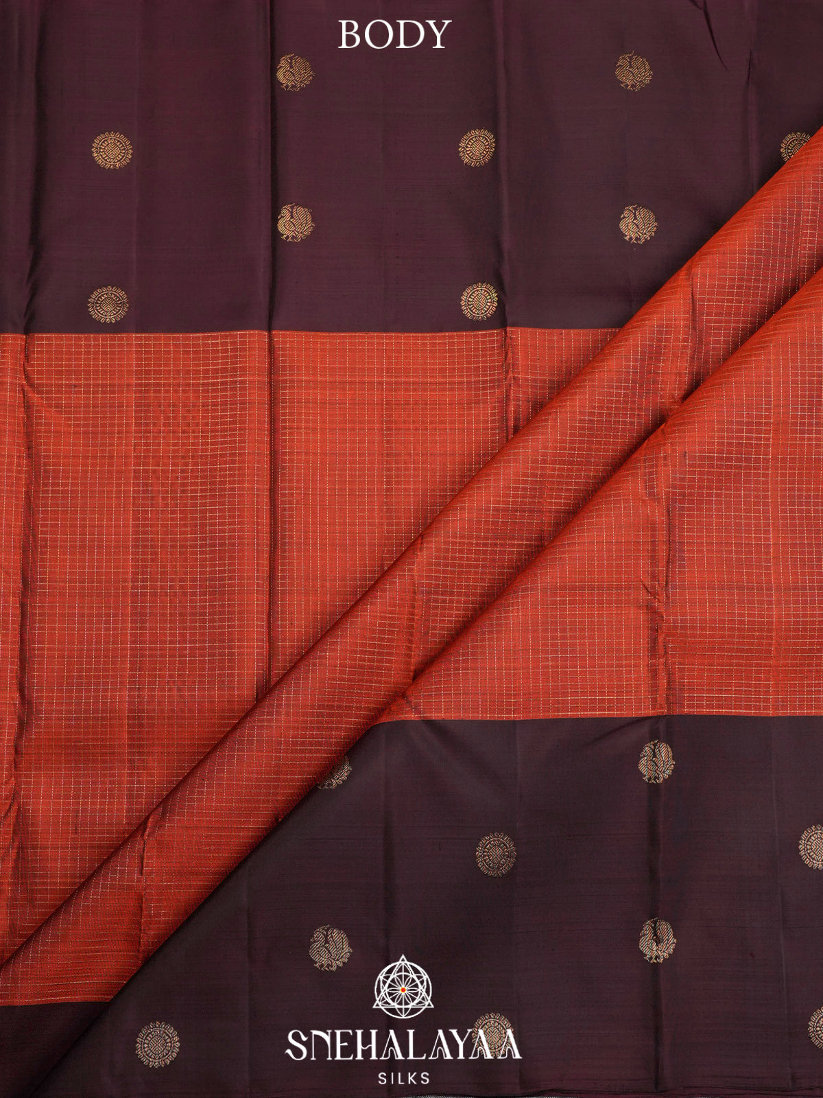 Burnt Orange Kanjivaram Silk Saree