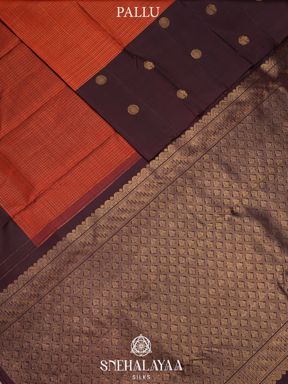 Burnt Orange Kanjivaram Silk Saree