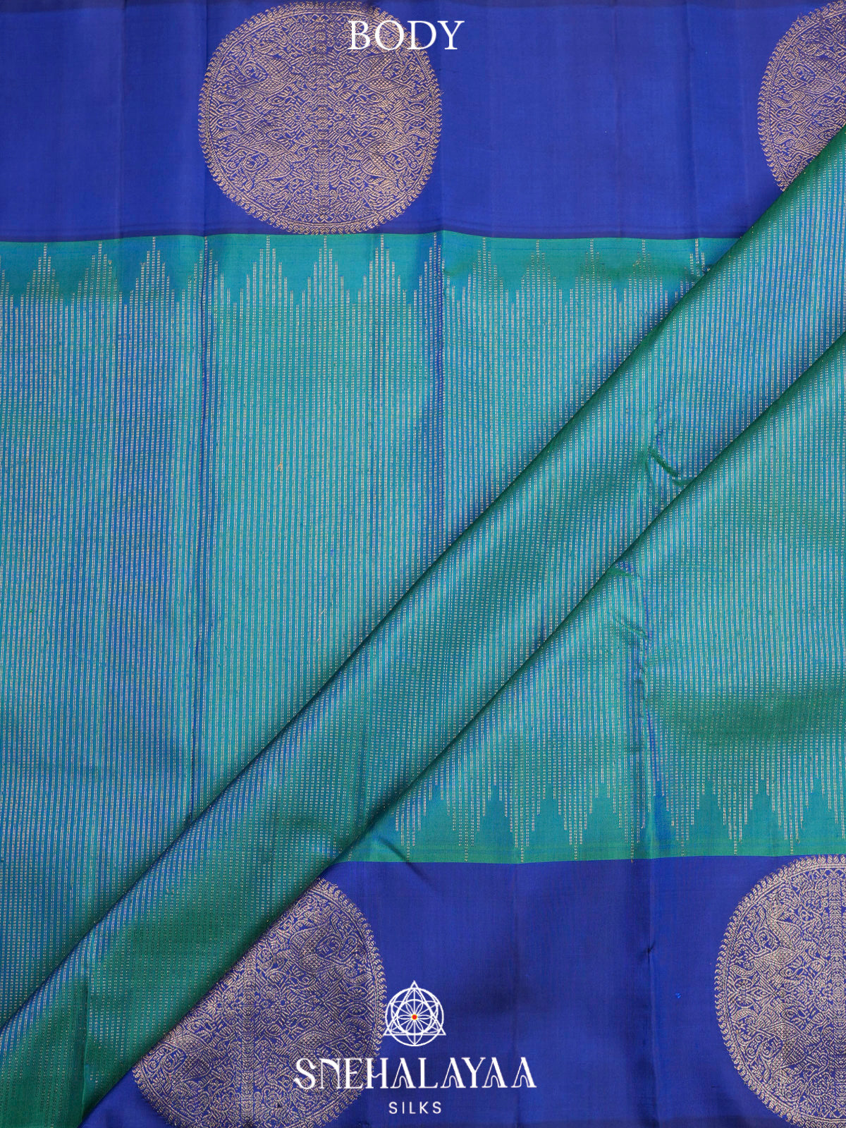 Teal Blue Kanjivaram Silk Saree