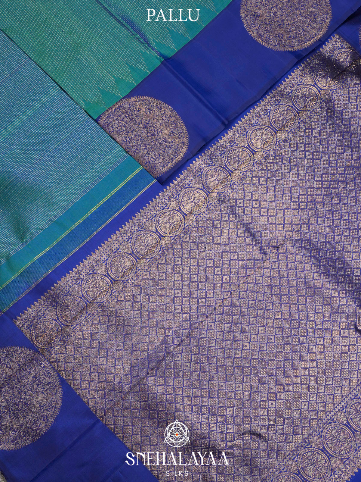 Teal Blue Kanjivaram Silk Saree