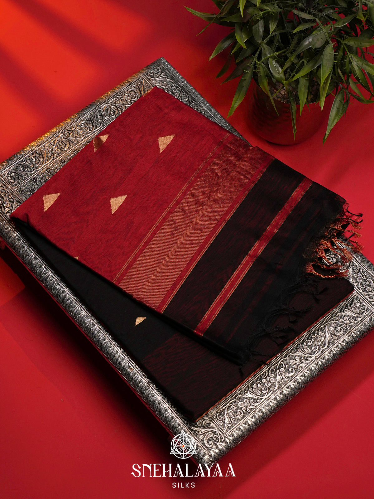 Black Maheshwari Silk Cotton Saree