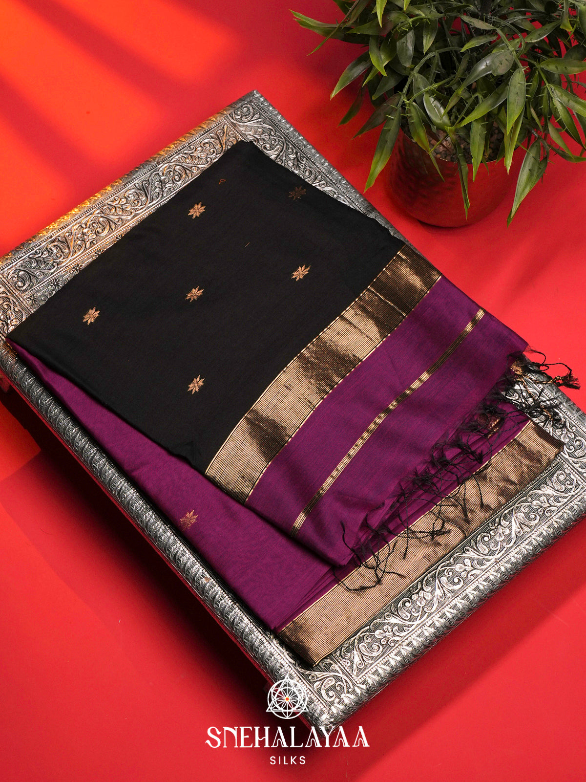 Purple Maheshwari Silk Cotton Saree