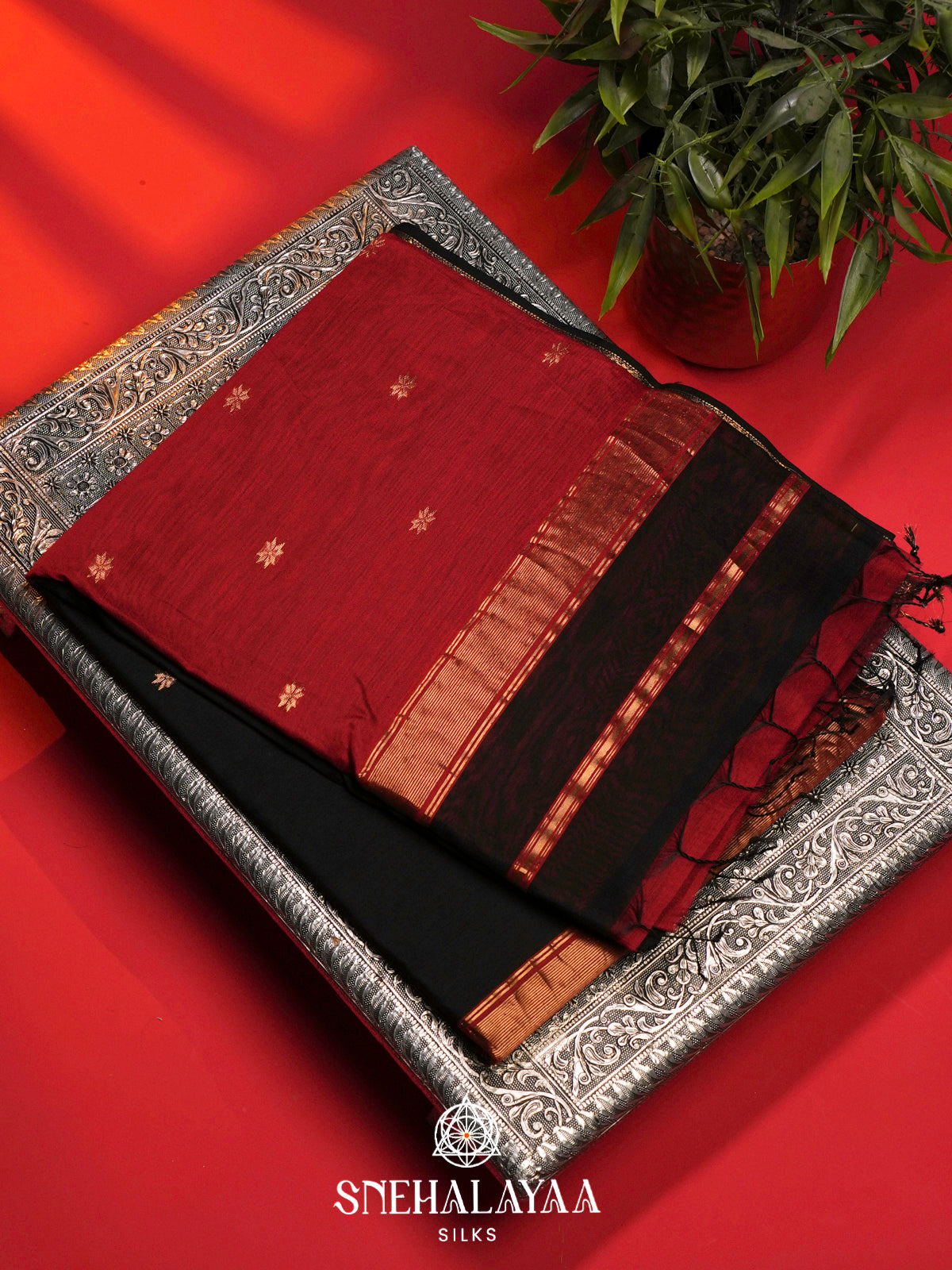 Black Maheshwari Silk Cotton Saree