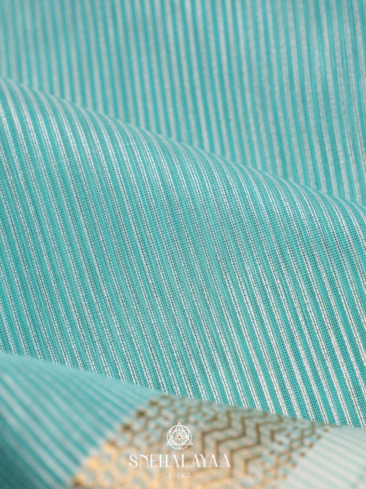 Aqua Blue Maheshwari Silk Cotton Saree