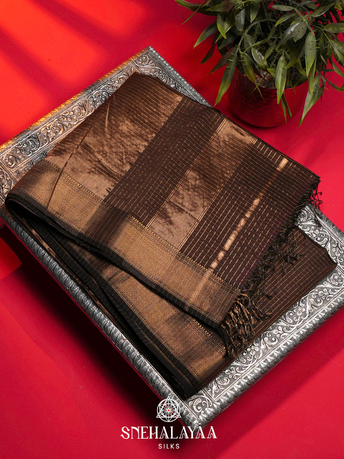 Brown Maheshwari Silk Cotton Saree