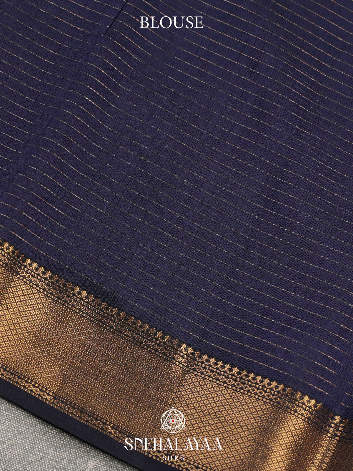 Navy Blue Checked Maheshwari Silk Cotton Saree