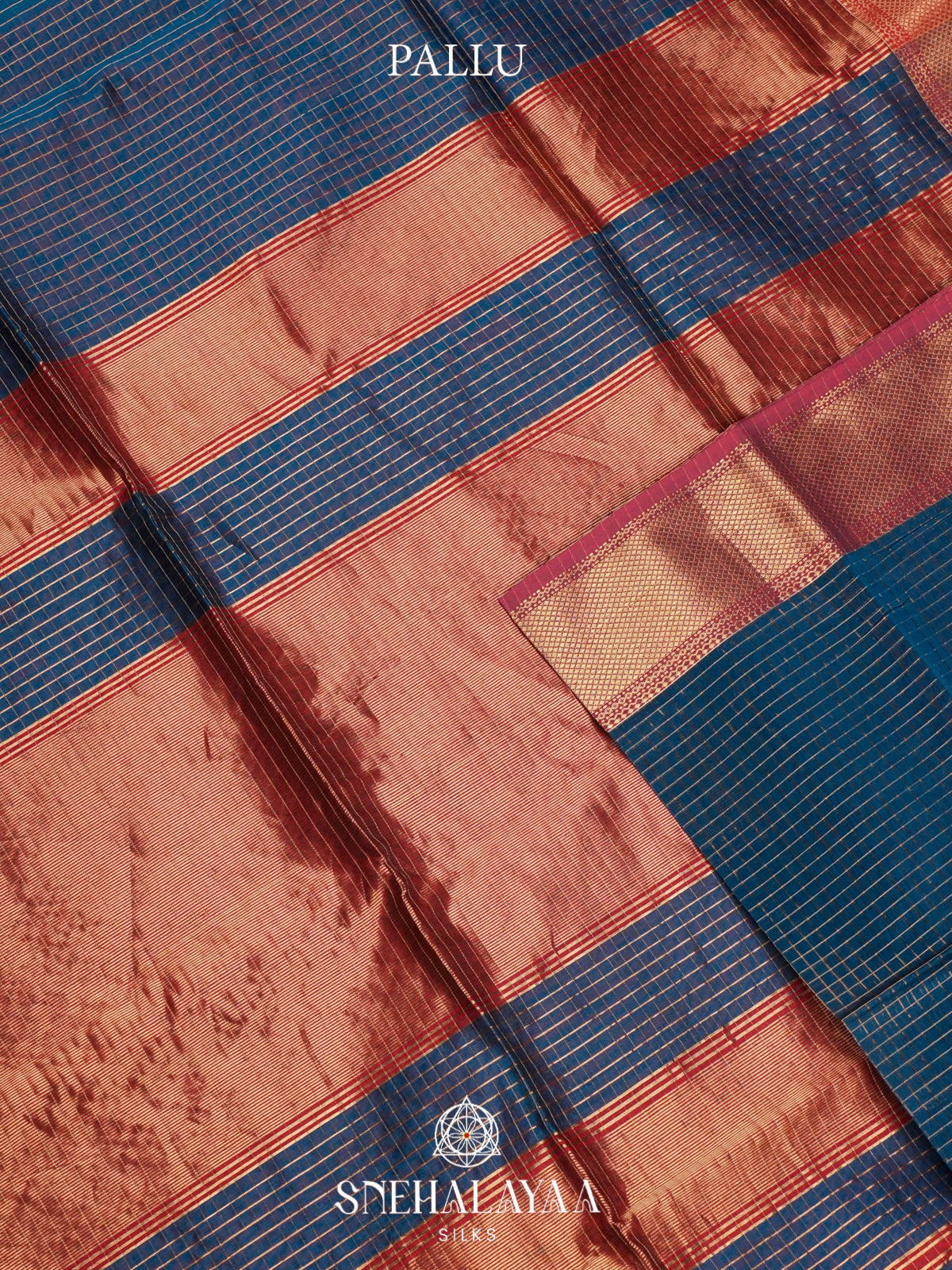 Peacock Blue Checked Maheshwari Silk Cotton Saree