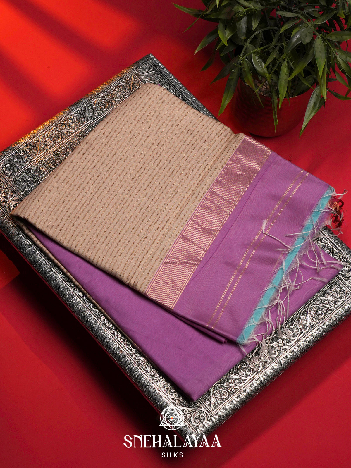 Orchid Purple Maheshwari Silk Cotton Saree