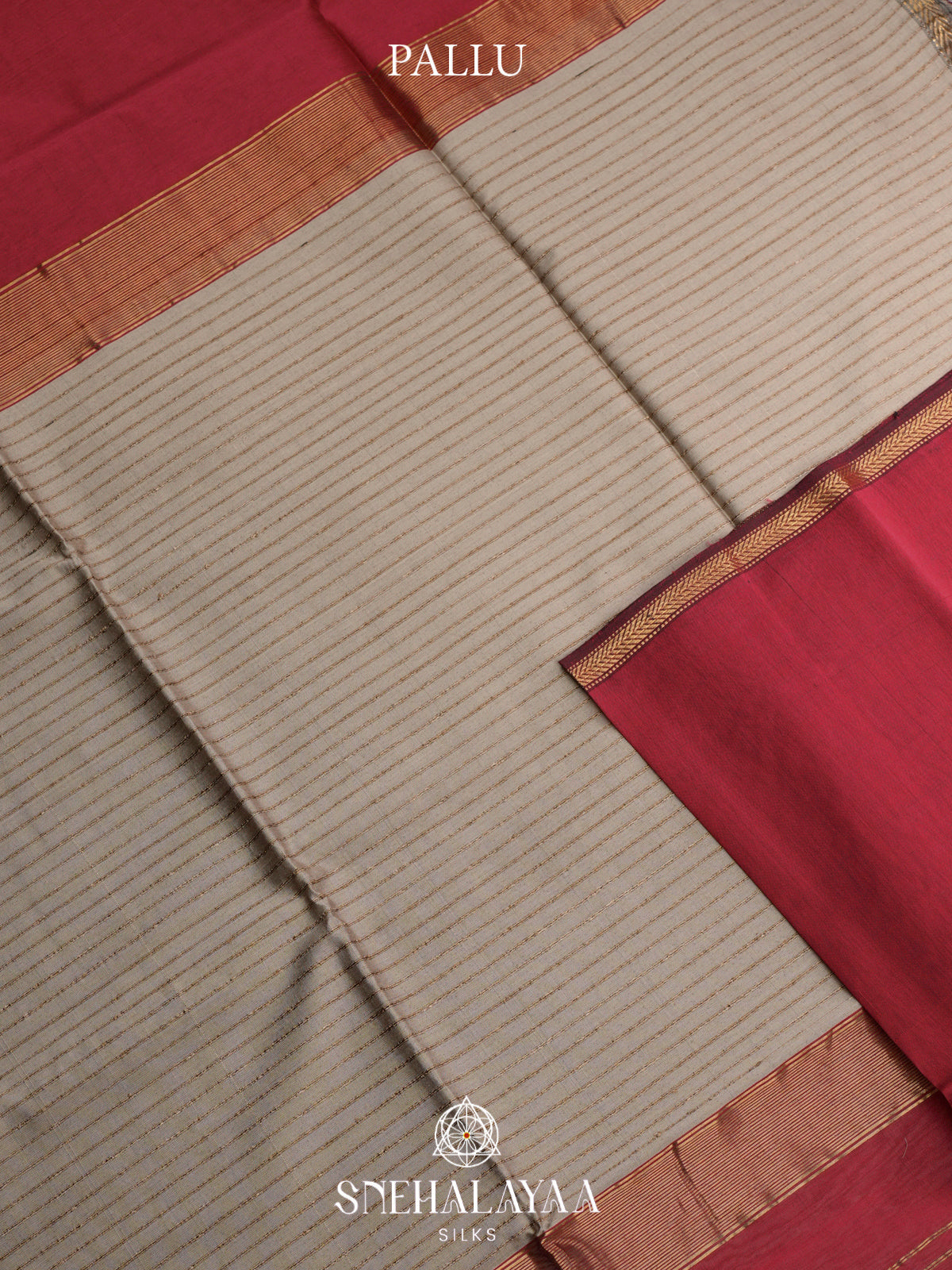 Maroon Maheshwari Silk Cotton Saree