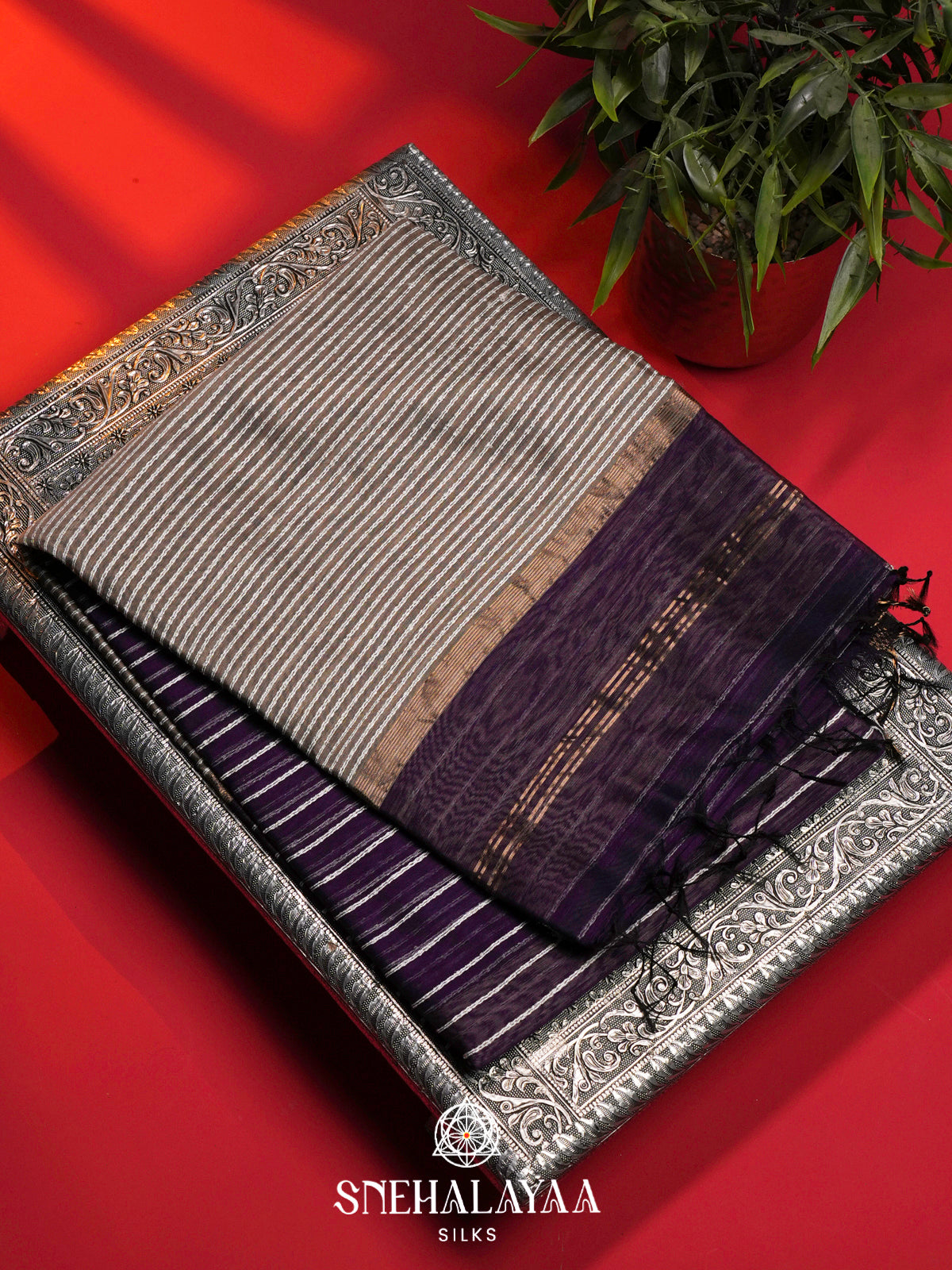 Purple Maheshwari Silk Cotton Saree
