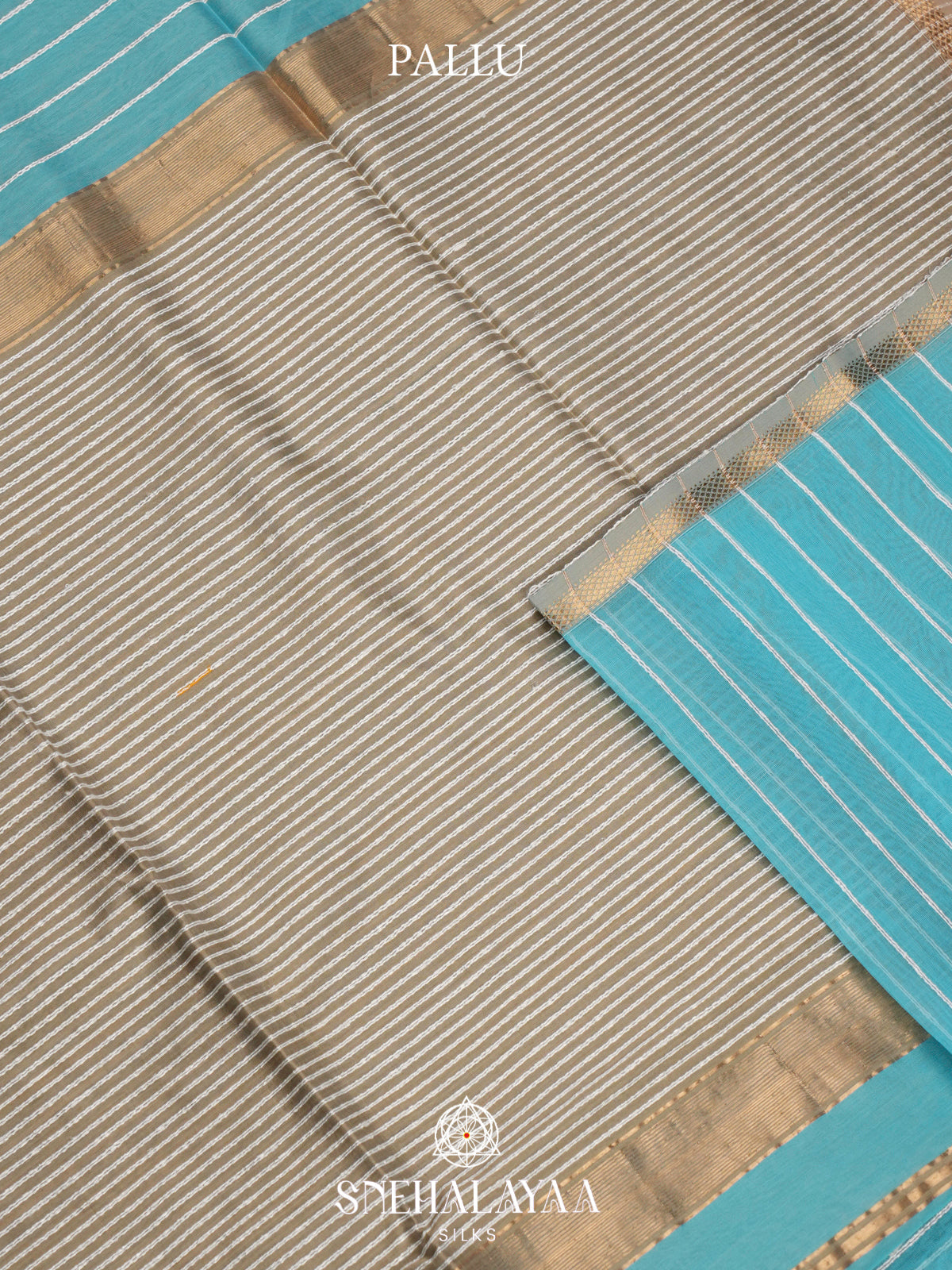 Sky Blue Striped Maheshwari Silk Cotton Saree