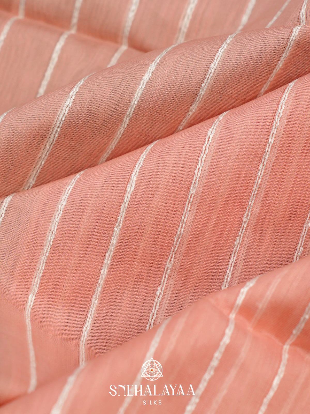 Peach Maheshwari Silk Cotton Saree