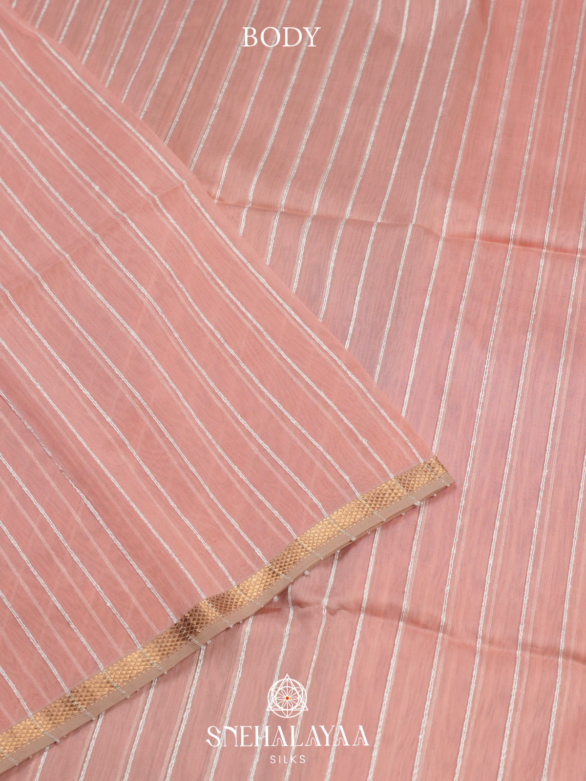 Peach Maheshwari Silk Cotton Saree