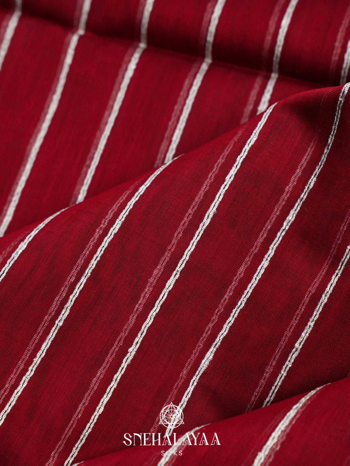 Maroon Striped Maheshwari Silk Cotton Saree