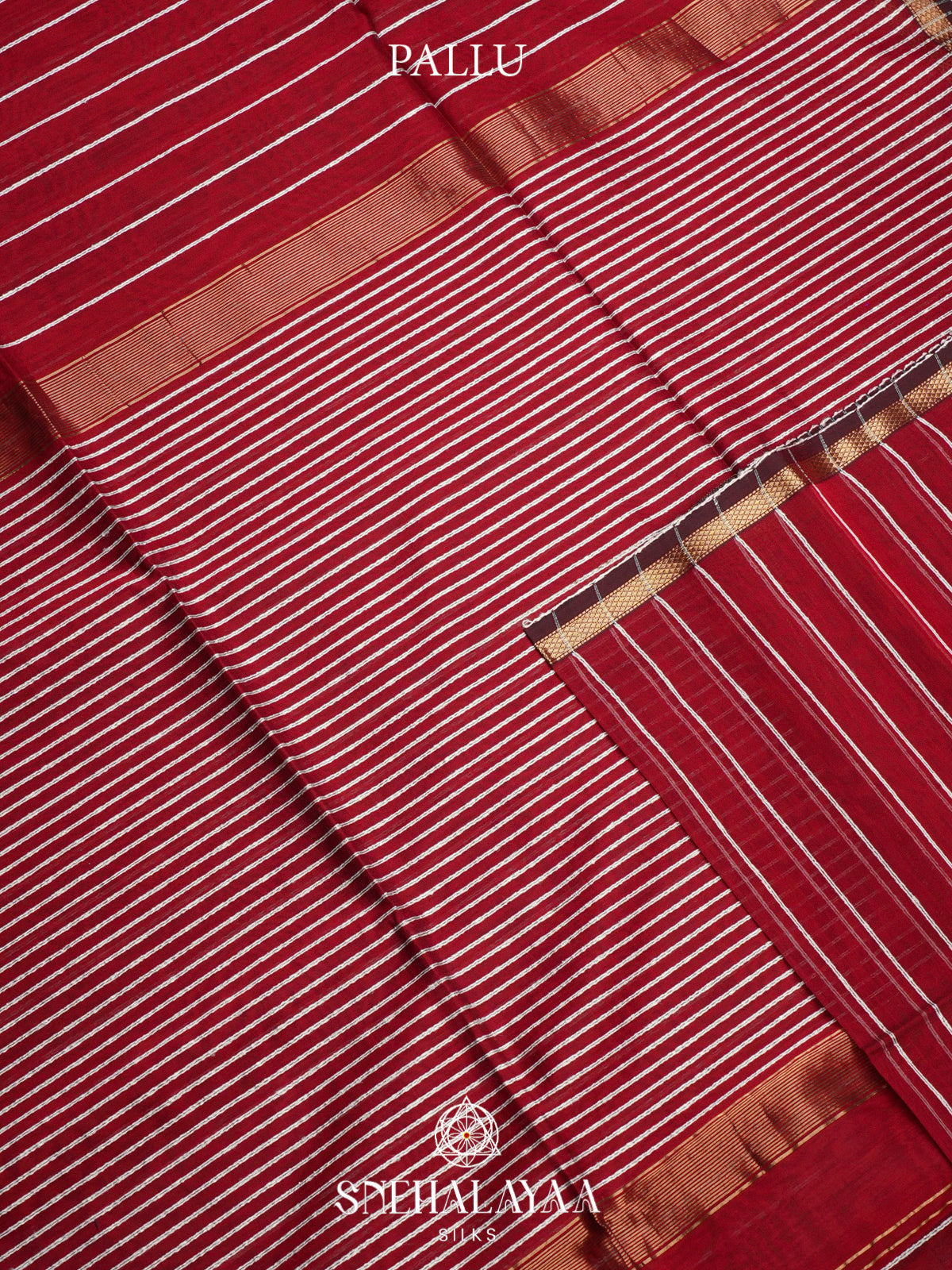 Maroon Striped Maheshwari Silk Cotton Saree