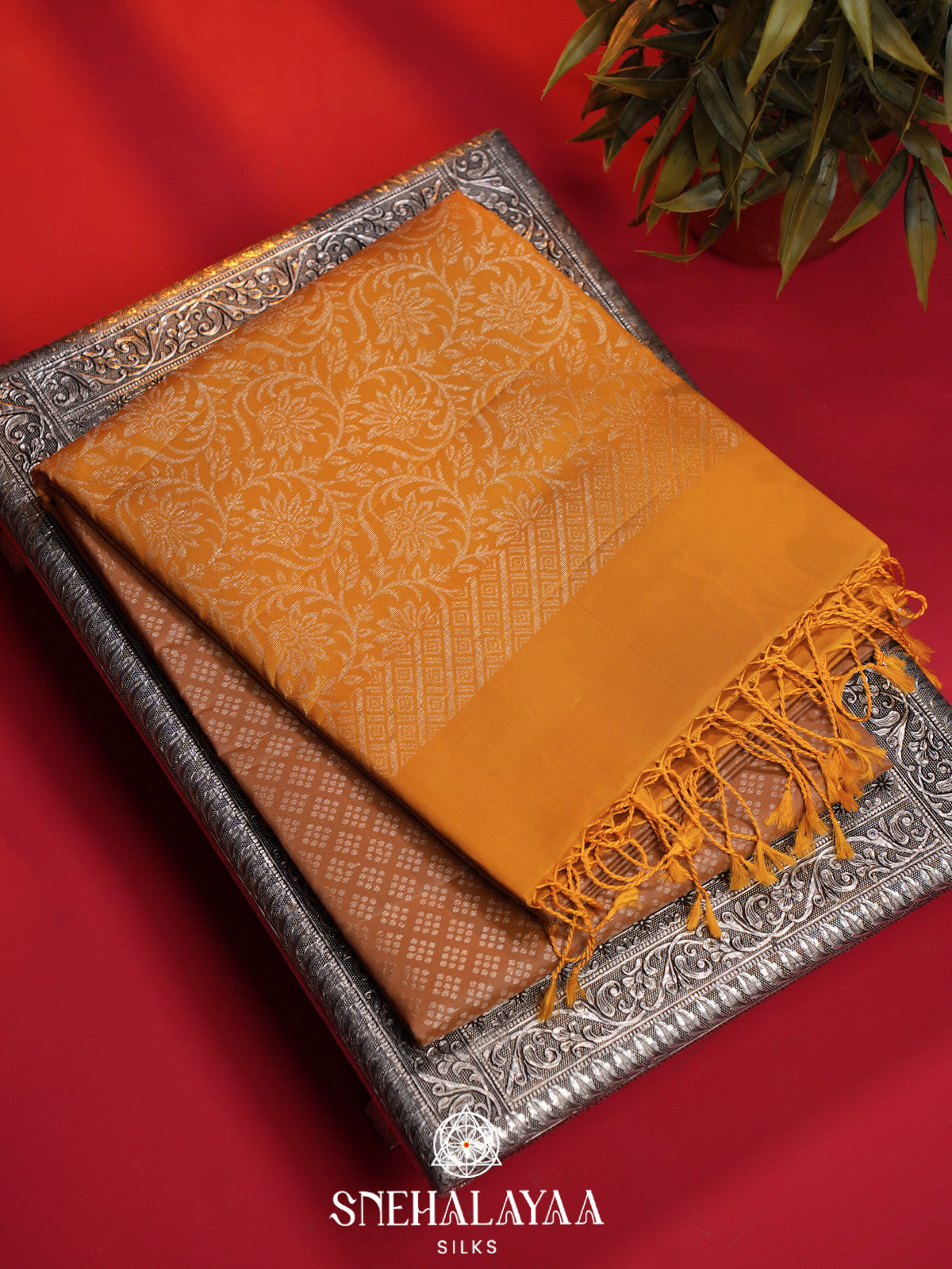 Burnt Orange Soft Silk Saree