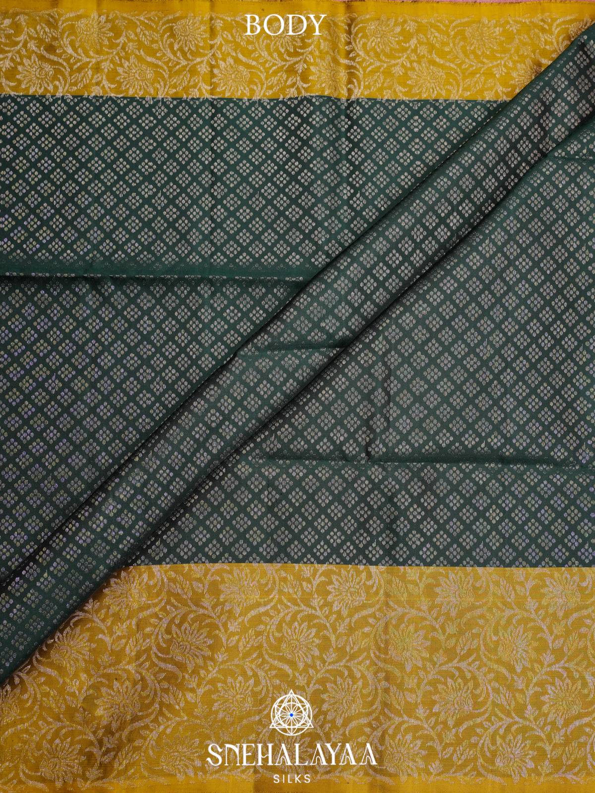 Bottle Green Soft Silk Saree