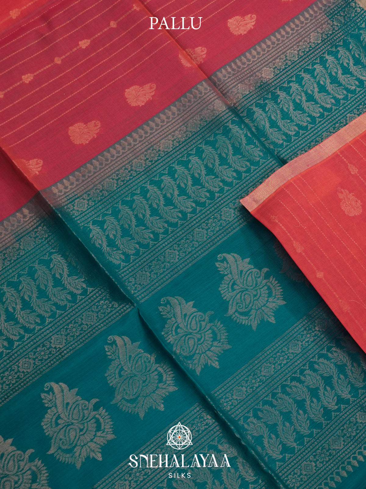Red Kanchi Silk Cotton Saree