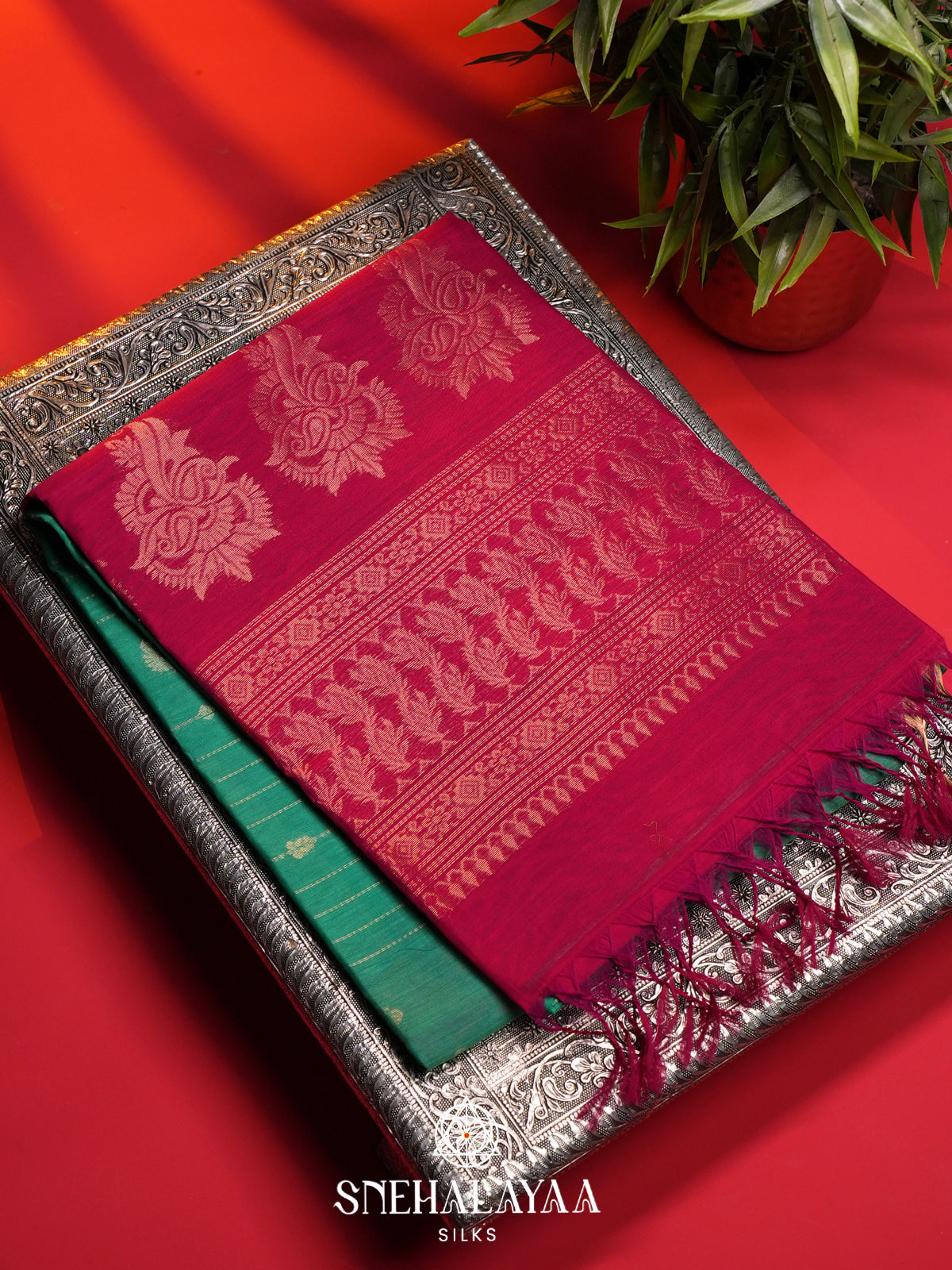 Green Kanchi Silk Cotton Saree