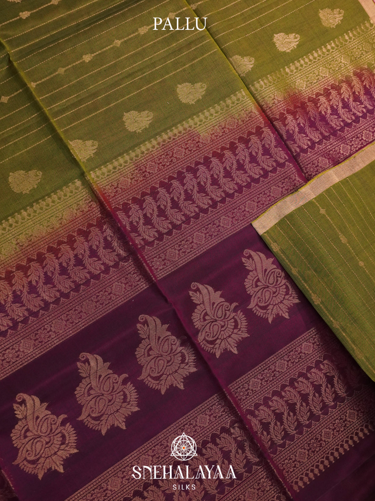 Olive Green Kanchi Silk Cotton Saree