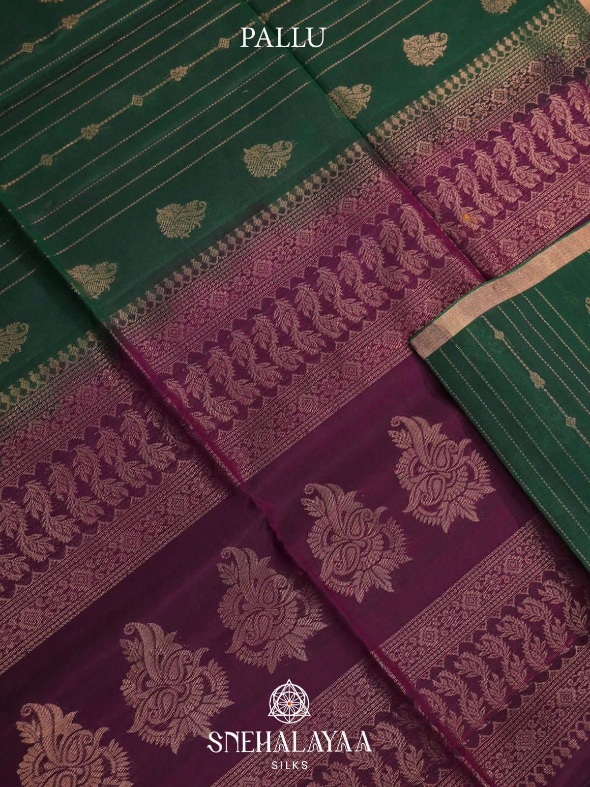 Forest Green Kanchi Silk Cotton Saree