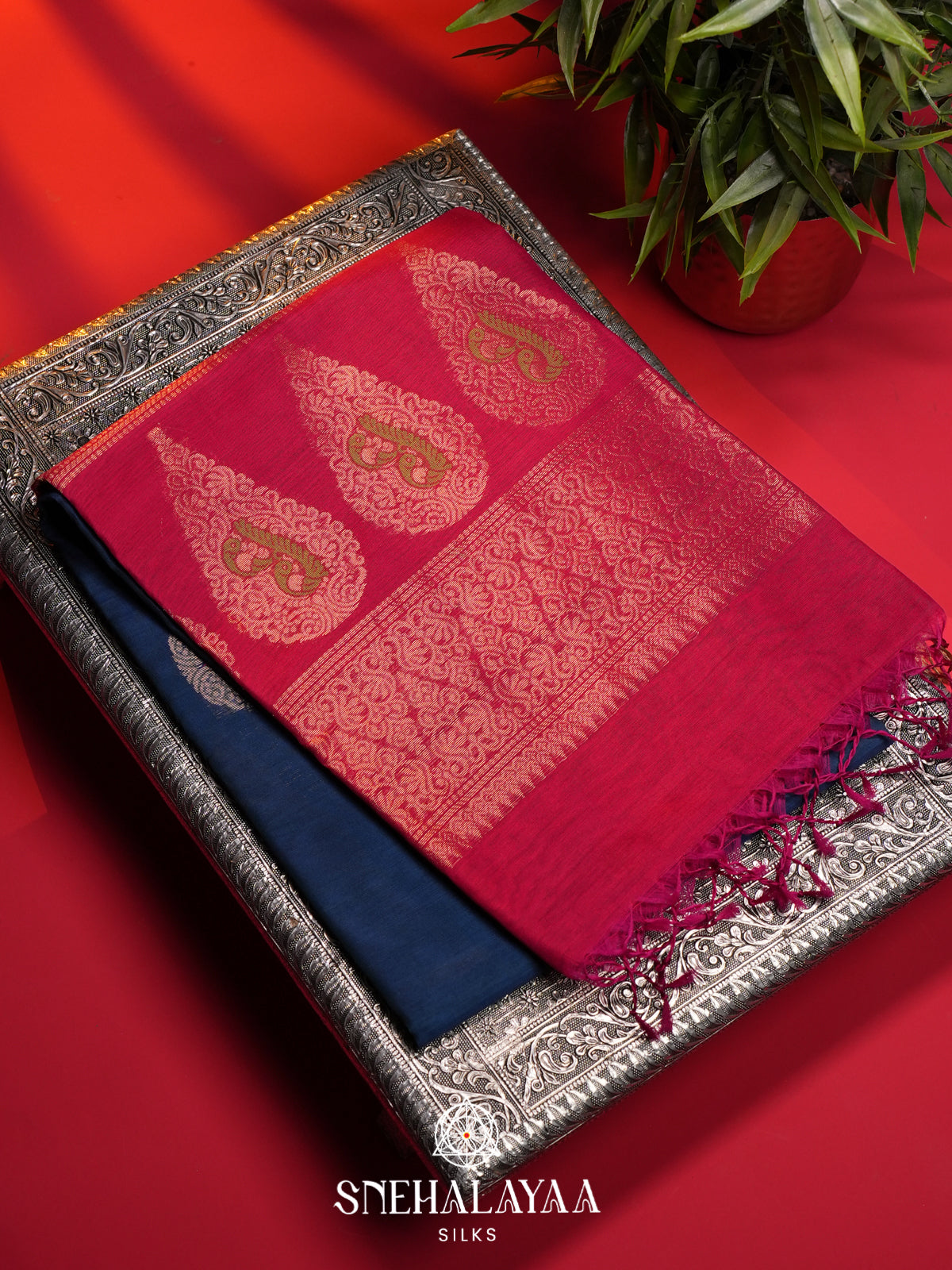 Midnight Blue Kanchi Silk Cotton Saree