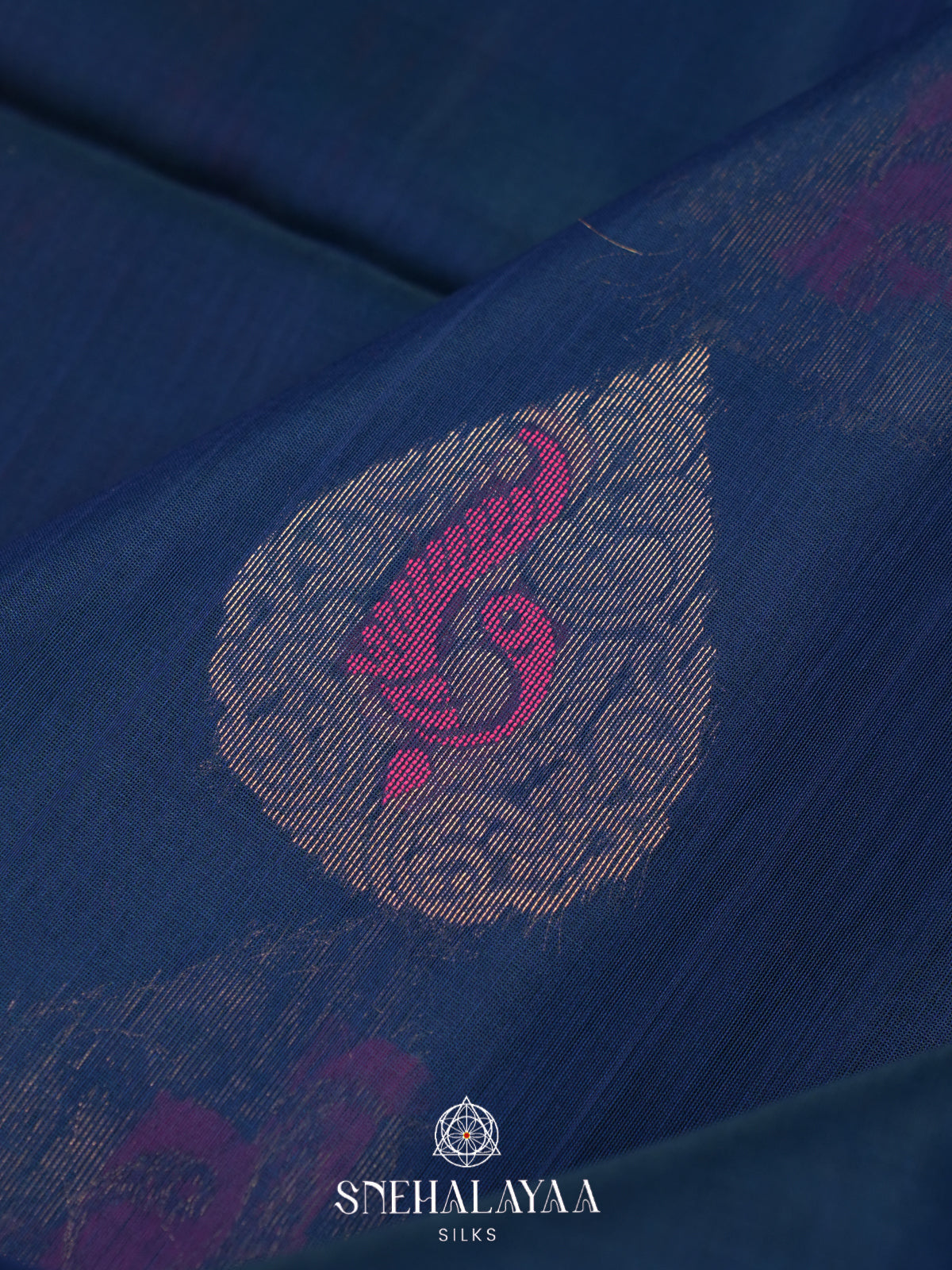 Midnight Blue Kanchi Silk Cotton Saree