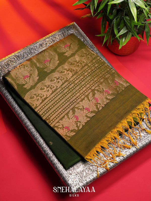 Emerald Green Kanchi Silk Cotton Saree