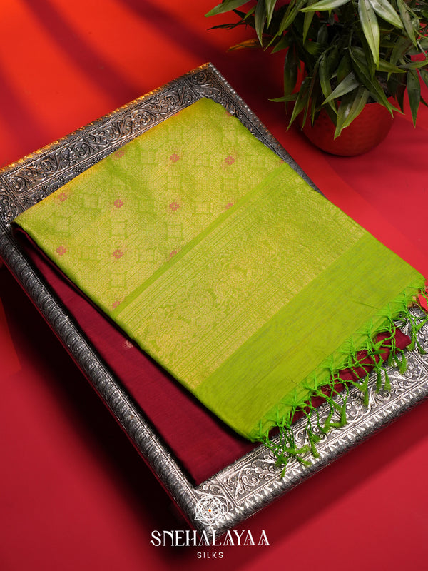 Maroon Kanchi Silk Cotton Saree